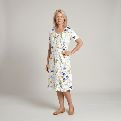 Abito Midi Donna Casual a Stampa Floreale Linea A