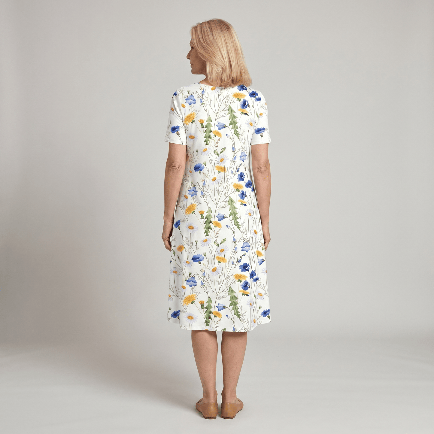 Abito Midi Donna Casual a Stampa Floreale Linea A