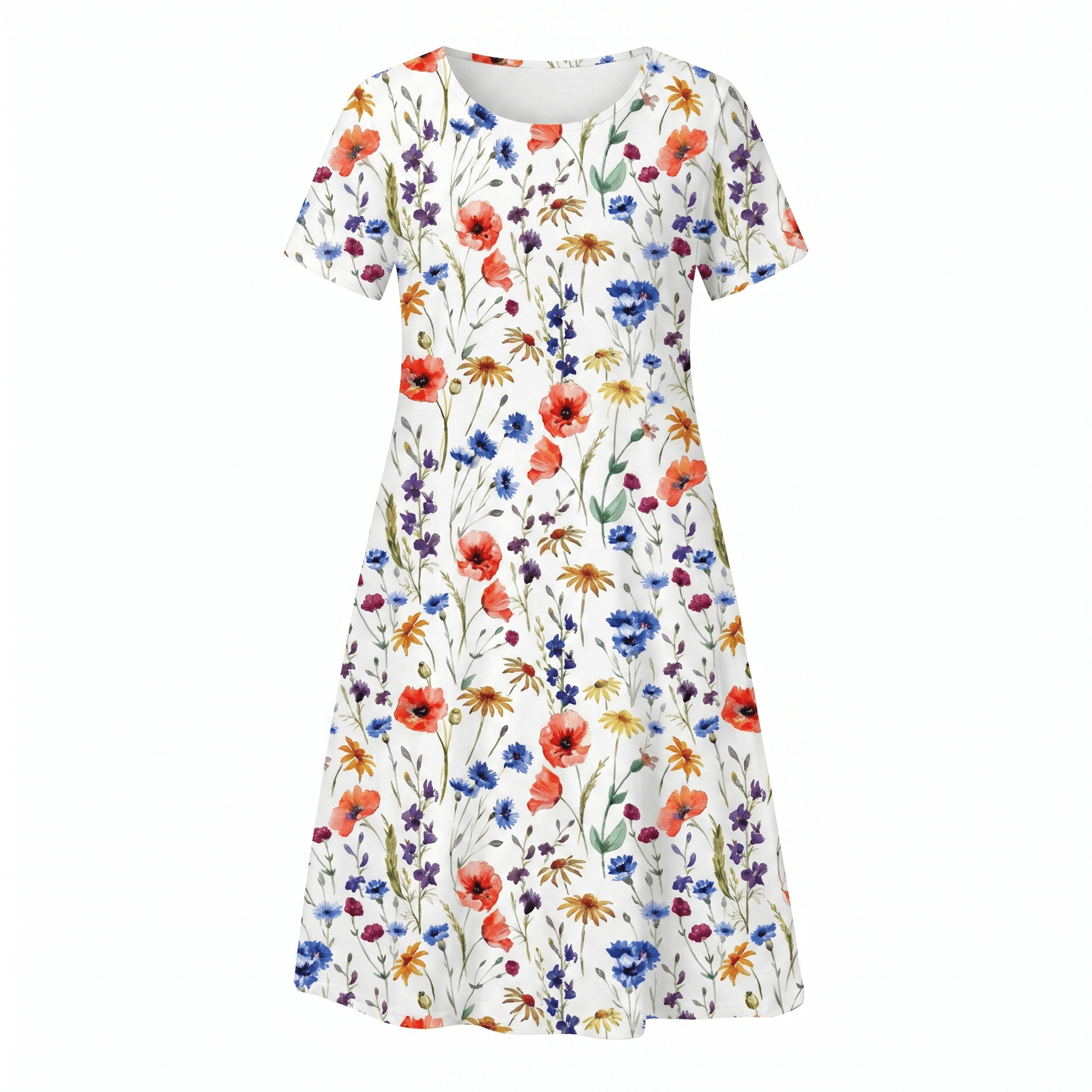 Abito Midi Donna Casual a Stampa Floreale Linea A
