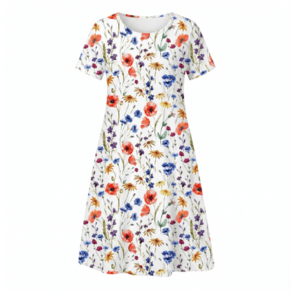 Abito Midi Donna Casual a Stampa Floreale Linea A