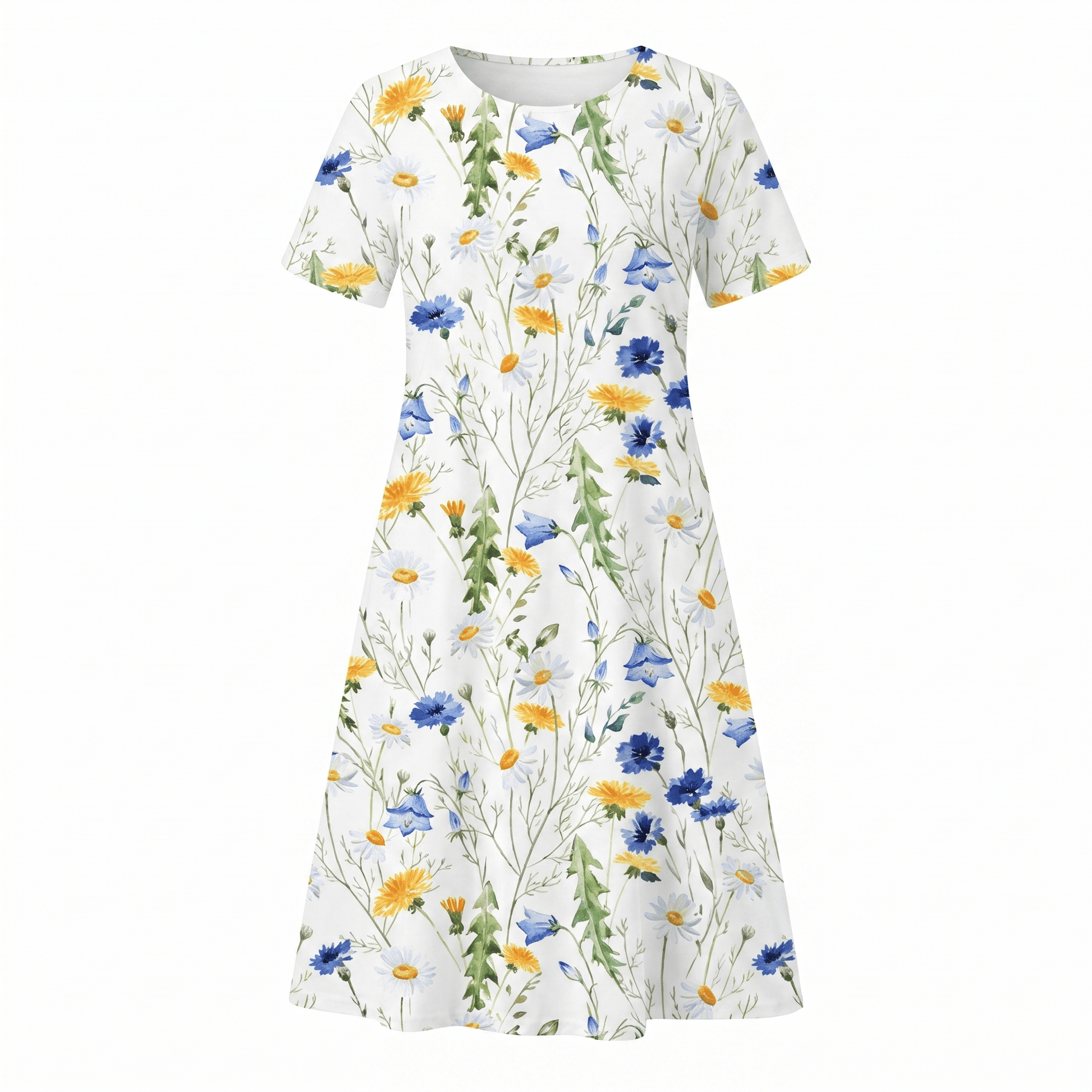 Abito Midi Donna Casual a Stampa Floreale Linea A