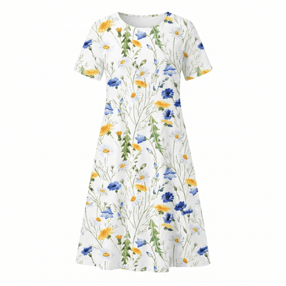 Abito Midi Donna Casual a Stampa Floreale Linea A