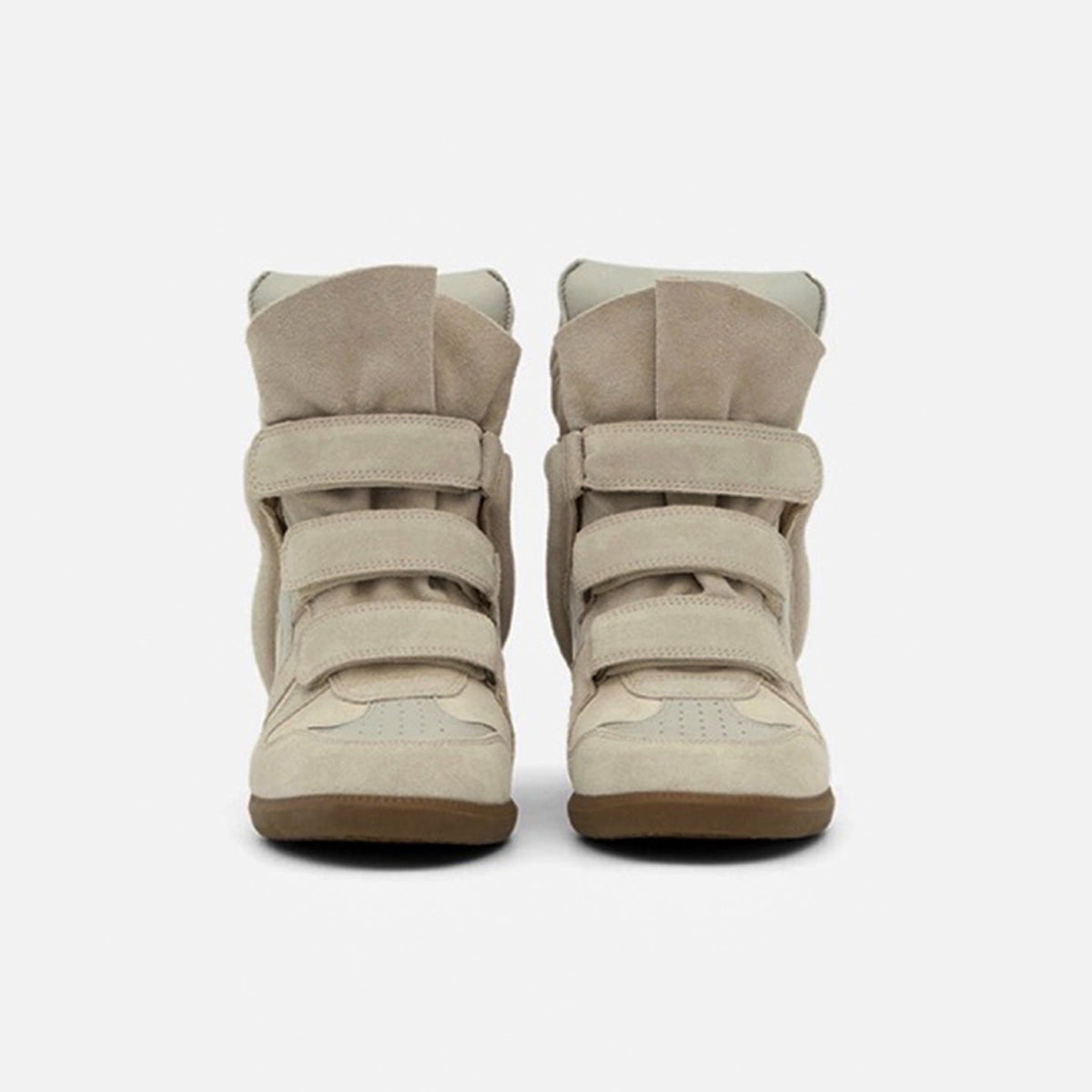 Women's Hidden Wedge High-Top Sneakers — Suede Look Velcro 9