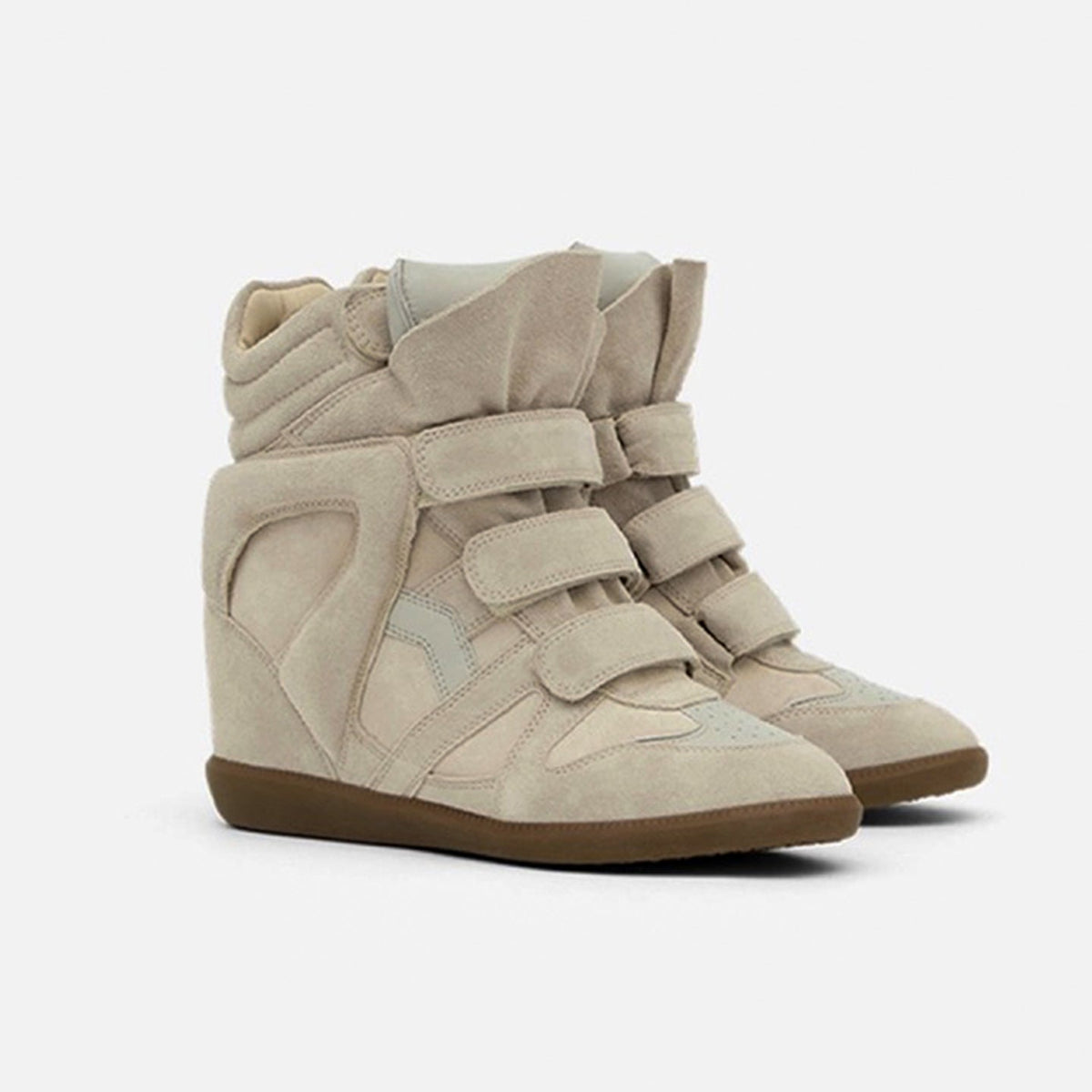 Women's Hidden Wedge High-Top Sneakers — Suede Look Velcro 7