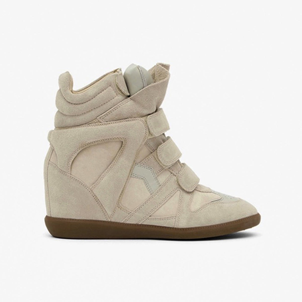 Women's Hidden Wedge High-Top Sneakers — Suede Look Velcro 8