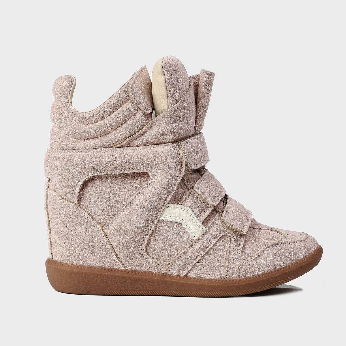 Women's Hidden Wedge High-Top Sneakers — Suede Look Velcro 15